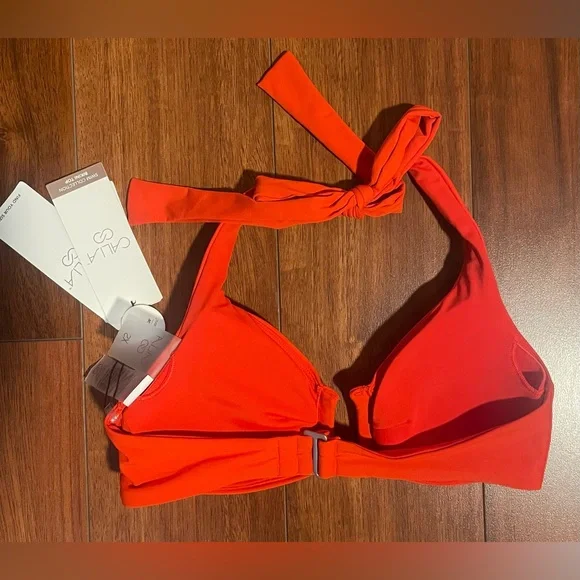 ☀️ CALIA Red Ubar Halter Bikini Top size XS NWT removable cups - Picture 2 of 5